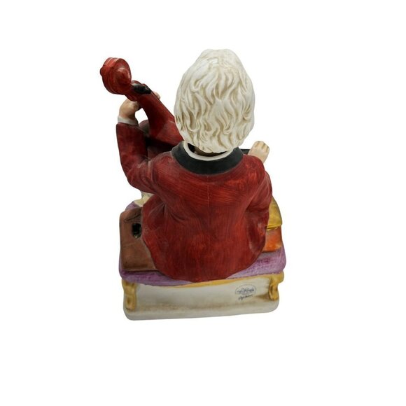 1970 Vintage Melody In Motion Music Box The Cellist Hand Painted Bisque Finish - Picture 11 of 12
